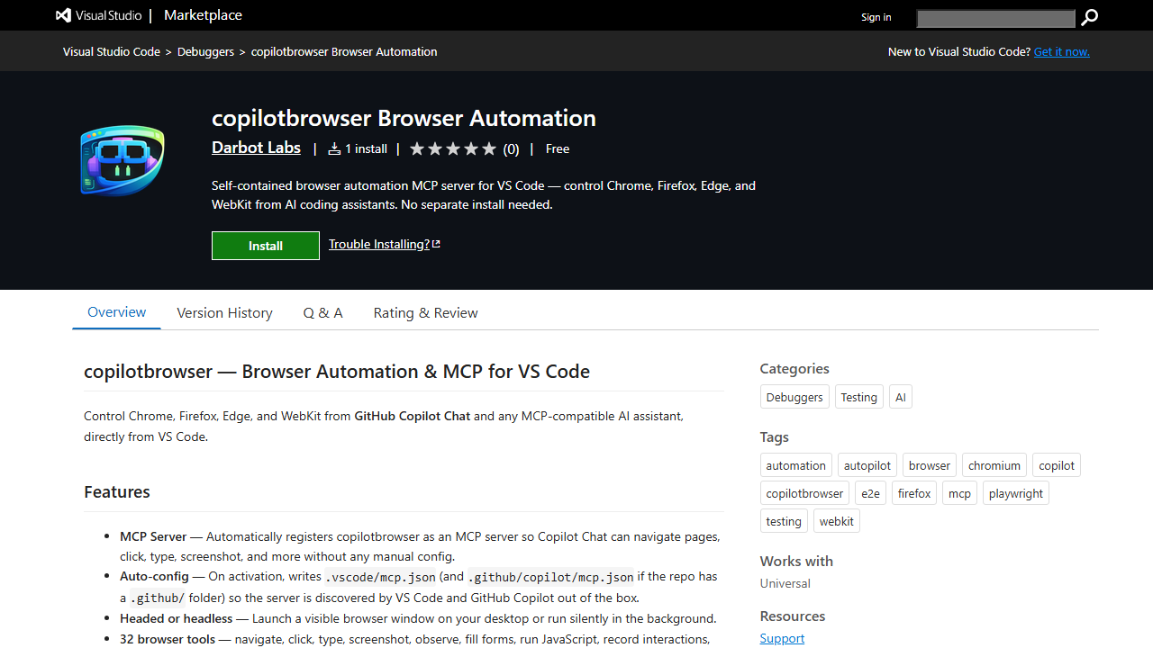 install copilotbrowser extension